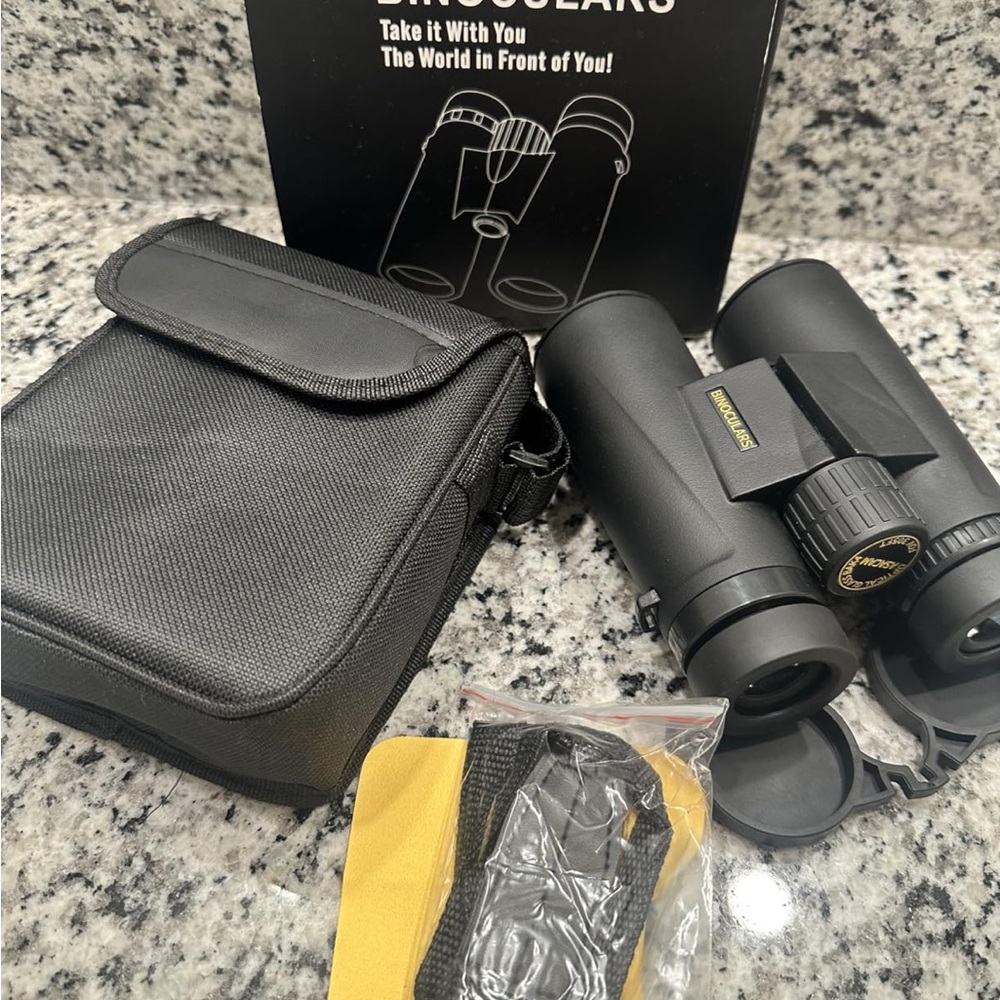 Black Binoculars with Case and Accessories